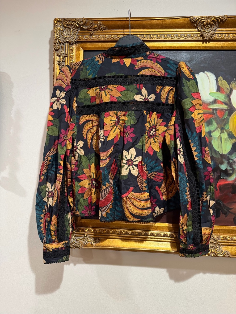 FARM Rio Navy Floral Tie-Neck Blouse with Multi-Color Print - Picture 3 of 6